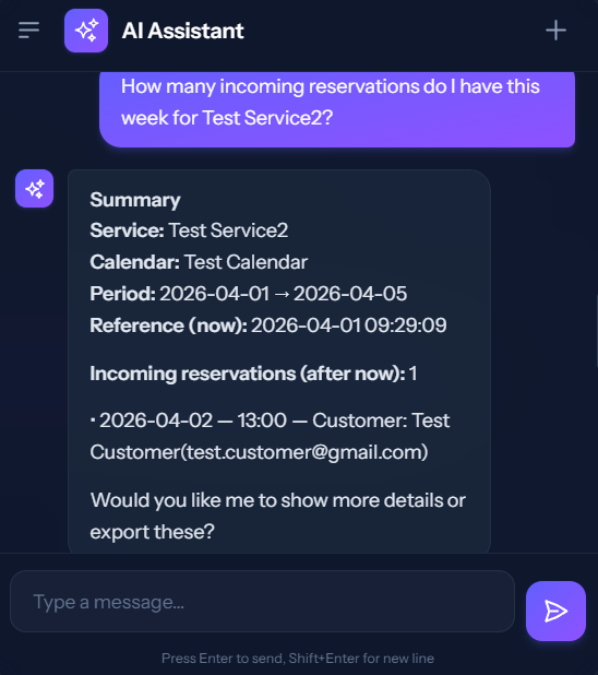 Appointio AI Assistant interface